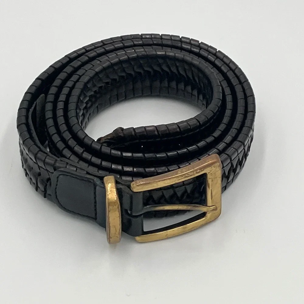 Tommy Bahama Mens Black Braided Leather Belt Made in‎ Spain Size 40 TB4744